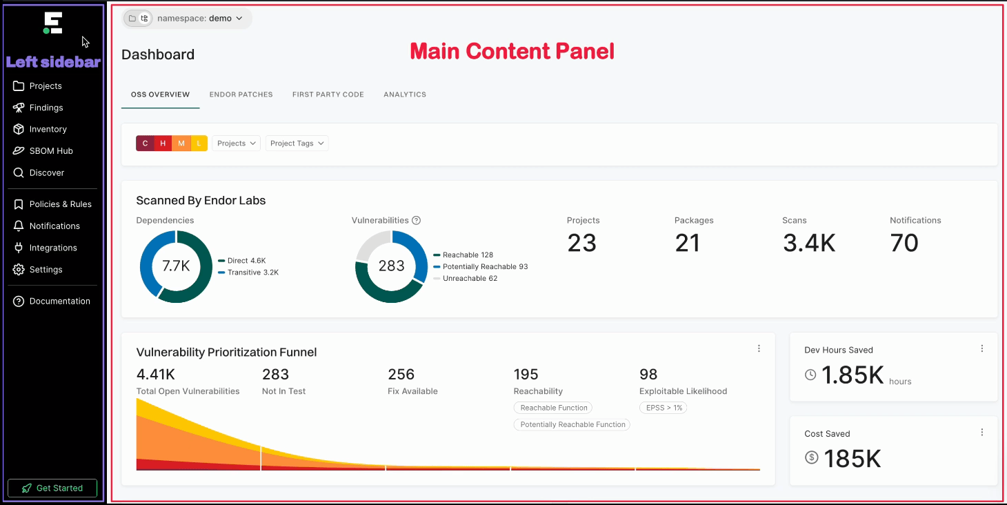UI sections