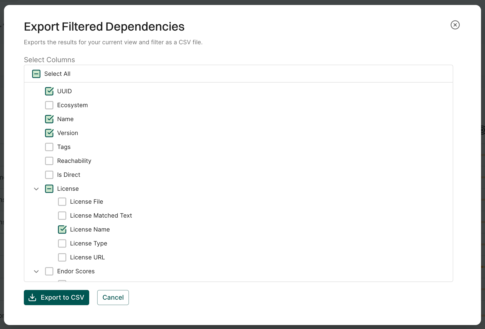 Export dependencies