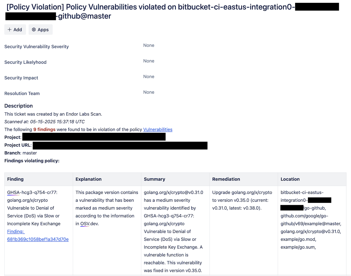 Findings in Jira
