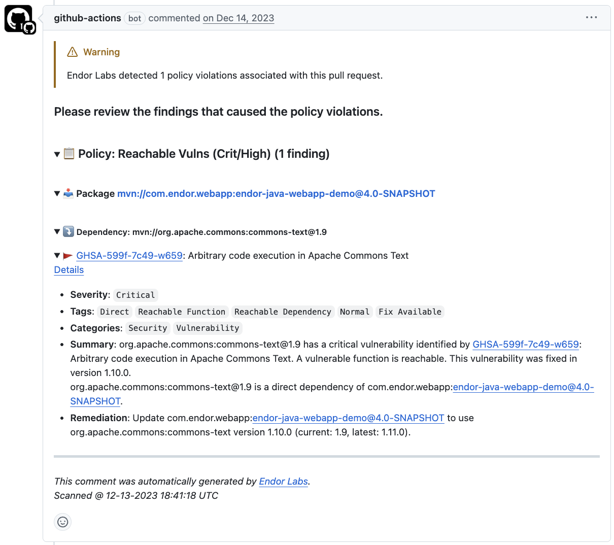 PR Comment Details