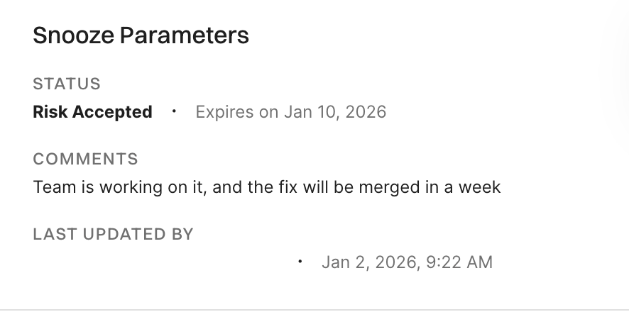 Snooze parameters